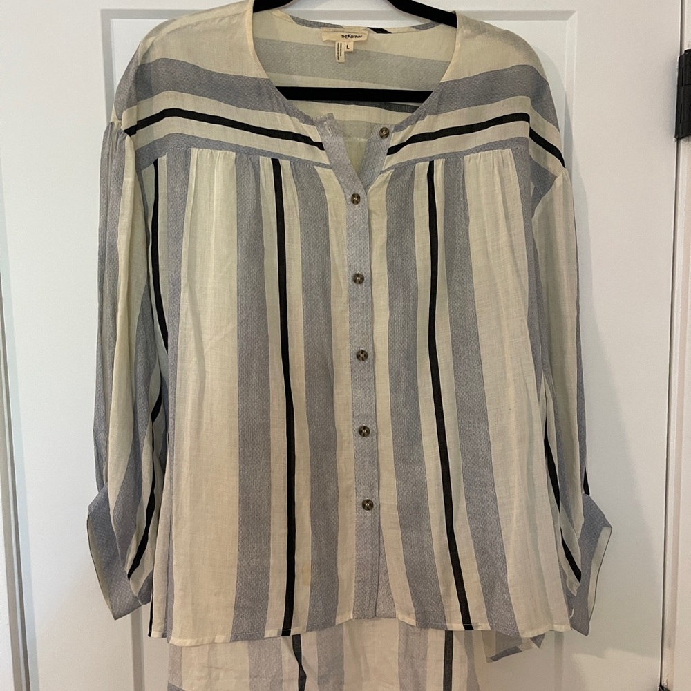 Striped Button-Up Blouse